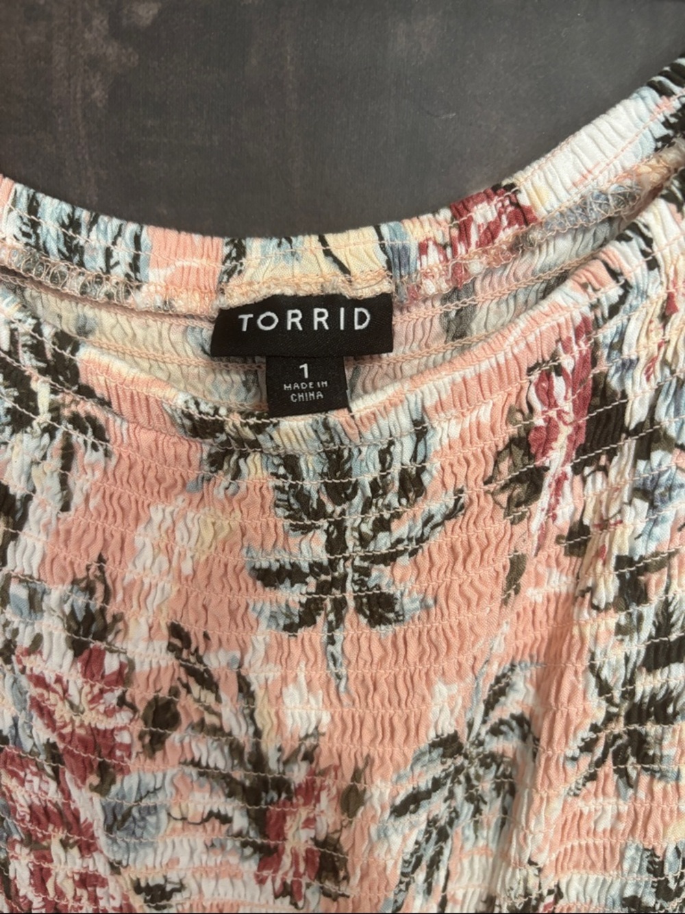 Peach Floral Midi Dress with Palm Print torrid high- low - Picture 3 of 4